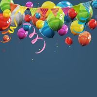 Color Glossy Happy Birthday Balloons Banner Background Vector Illustration