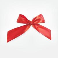 Design Product Red Ribbon and Bow. 3D Realistic Vector Illustration