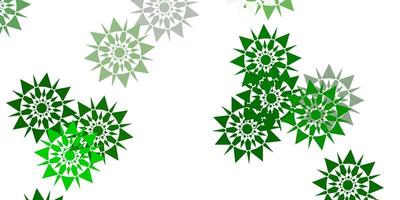 Light green vector pattern with colored snowflakes.