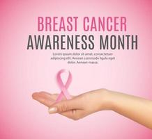 Ilustración de vector de fondo de cinta rosa del mes de concientización sobre el cáncer de mama