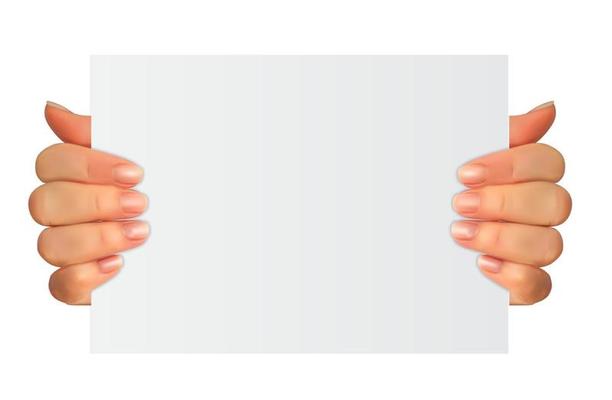 Realistic hands holding a paper