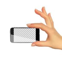 Realistic 3D Silhouette of hand with Mobile Phone. Vector Illustration