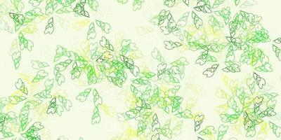 Light green, yellow vector abstract artwork with leaves.