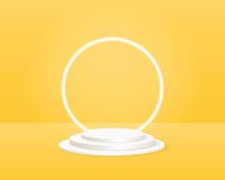 Empty cylinder podium on minimal background. Abstract minimal scene with geometrical forms. Design for product presentation. 3d vector illustration.