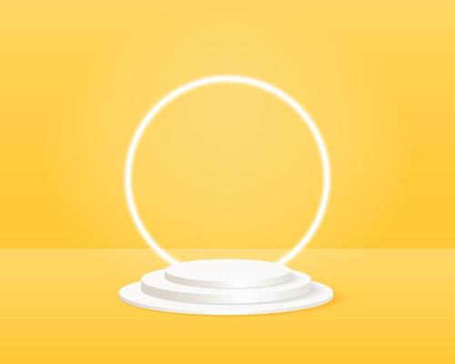 Empty cylinder podium on minimal background. Abstract minimal scene with geometrical forms. Design for product presentation. 3d vector illustration.