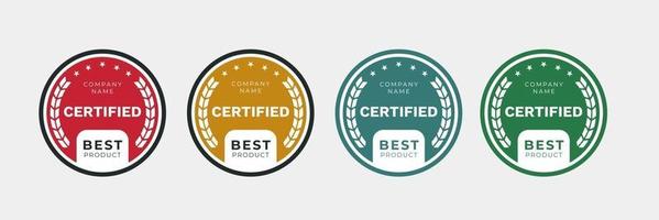 certified badge design for best product template. vector icon certification emblem in rounded.