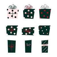 Set of Christmas Presents Flat Vector Illustrations