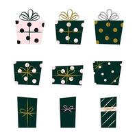 Set of Christmas Presents Flat Vector Illustrations