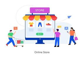 tienda online y compras vector