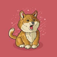 cute shiba dog barking illustration vector
