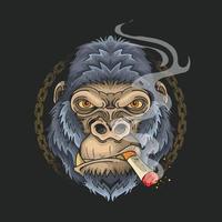 cool gorilla smoking grunge chain background vector