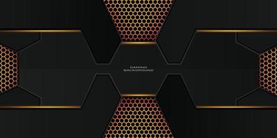 dark gold gaming background with hexagon pattern vector