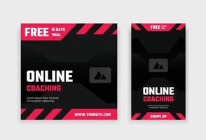 fitness online coaching social media post and story design template vector