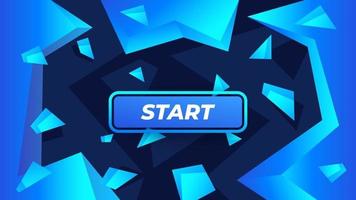 Start game button on abstract background with crystals vector