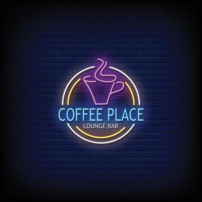 Coffee Place Neon Signs Style Text Vector