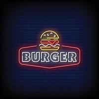 Burger Neon Signs Style Text Vector