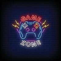 Game Zone Neon Signs Style Text Vector