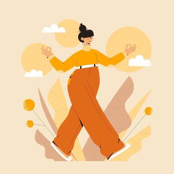 Mindful walking meditation vector