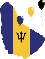 bandera de barbados y globos y mapa vector