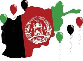 Afghanistan Black Red and Green Flag and Map vector