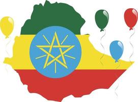 Ethiopian National Map and Flag vector