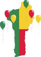 Benin Colorful Map, Flag and Balloons vector