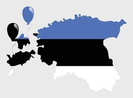 Estonian Map and Black and Blue Flag vector