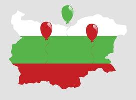 Red, Green and White Flag and Map of Bulgaria vector