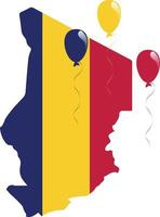 Balloons Flying over Map and Flag of Chad vector