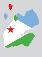 colorido mapa y bandera de djibouti vector