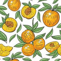Seamless pattern with peaches vector
