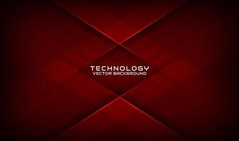 Abstract 3D red techno background overlap layers on dark space with geometric shapes decoration. Modern design template element style for flyer, card, cover, brochure, or landing page vector