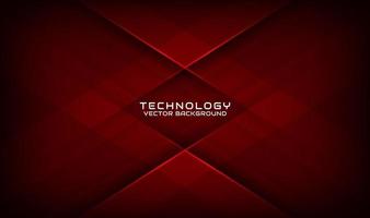 Abstract 3D red techno background overlap layers on dark space with geometric shapes decoration. Modern design template element style for flyer, card, cover, brochure, or landing page vector