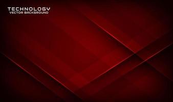 Abstract 3D red techno background overlap layers on dark space with geometric shapes decoration. Modern design template element style for flyer, card, cover, brochure, or landing page vector