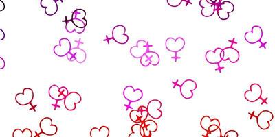 Light Purple, Pink vector pattern with feminism elements.