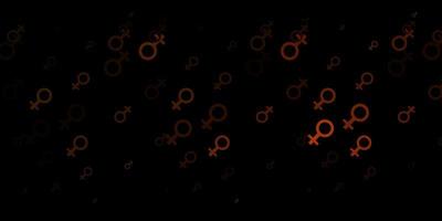 Dark Orange vector backdrop with woman's power symbols.