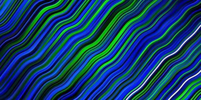 Dark Blue, Green vector background with curved lines. Colorful illustration, which consists of curves. Template for cellphones.
