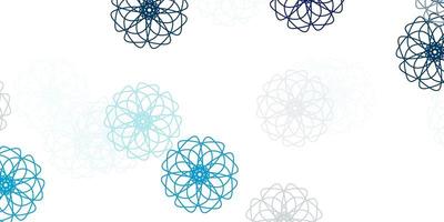 Light blue vector doodle texture with flowers.