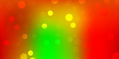 Light green, red vector background with bubbles.