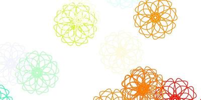 Fondo de doodle de vector multicolor claro con flores.