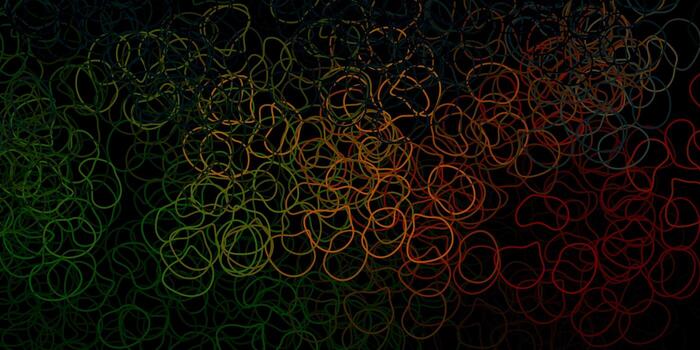 Dark green, red vector pattern with abstract shapes.