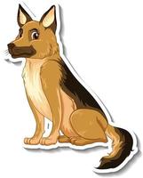 Diseño de etiqueta con perro pastor alemán aislado vector