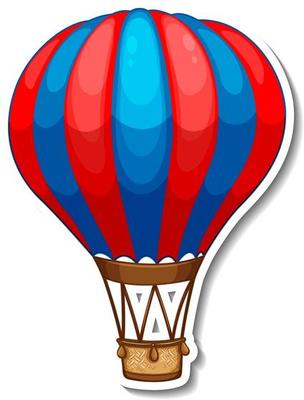 Sticker template with hot balloon air in cartoon style