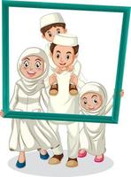 Happy family member holding photo frame vector