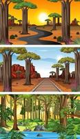 Set of different nature horizontal scenes vector