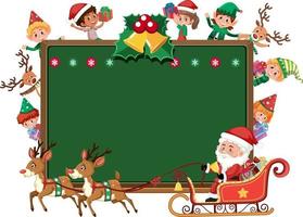 Empty banner with many kids in Christmas theme