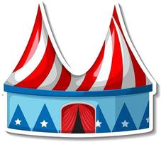 Sticker template with circus tent in cartoon style vector