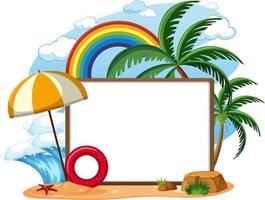 Empty banner template with summer beach element isolated vector