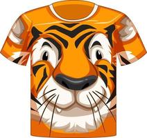 parte delantera de la camiseta con estampado de cara de tigre vector