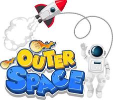 Outer Space logo with spaceship and astronaut vector